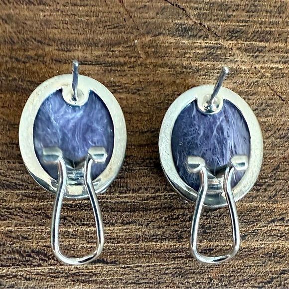 Charoite Gemstone and Sterling Silver Earrings - Picture 5 of 7